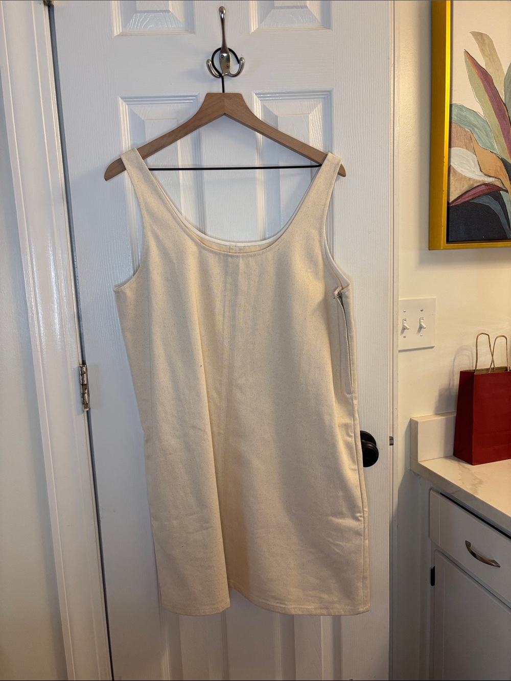 rag & bone Cream Scoop-Neck Shift Mini Dress